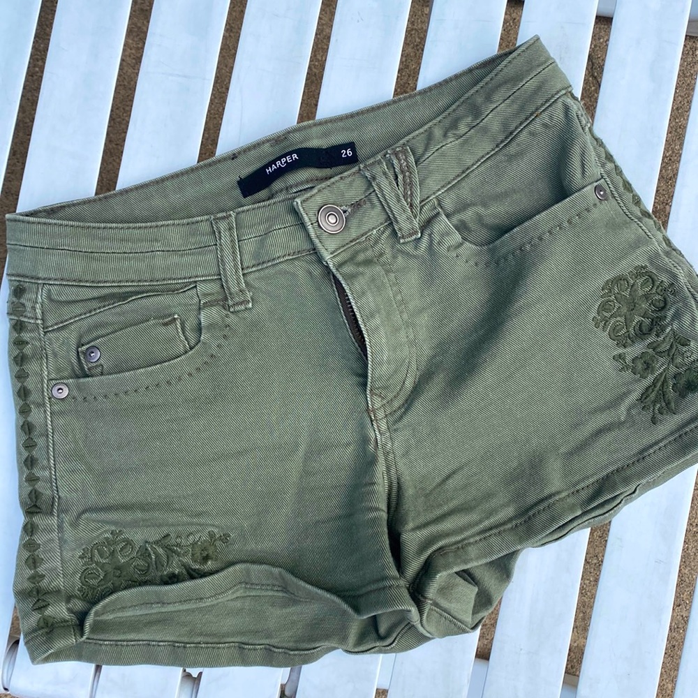 Army green jean shorts